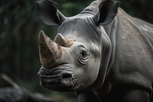 Endangered Species Rhino portrait AI generated