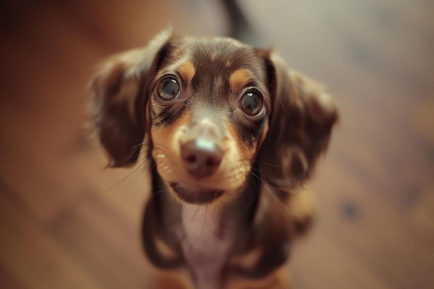 Endearing Dapple Dachshund Puppy with Captivating Eyes Generative AI