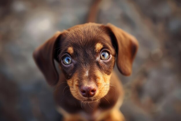 Endearing Dapple Dachshund Puppy with Captivating Eyes Generative AI