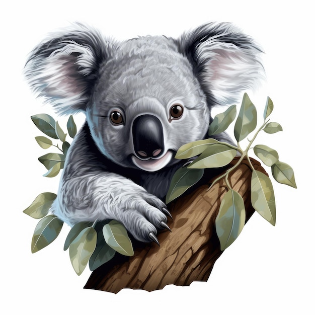Милая коала: символическое существо, цепляющееся за ветку эвкалипта