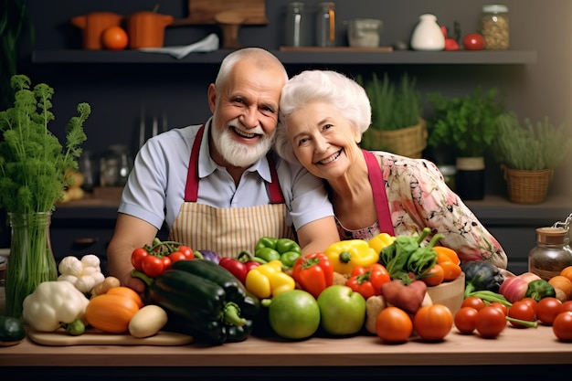 An Endearing Moment Elderly Couple Find Joy in Preparing a Vibrant Vegetarian Feast Together