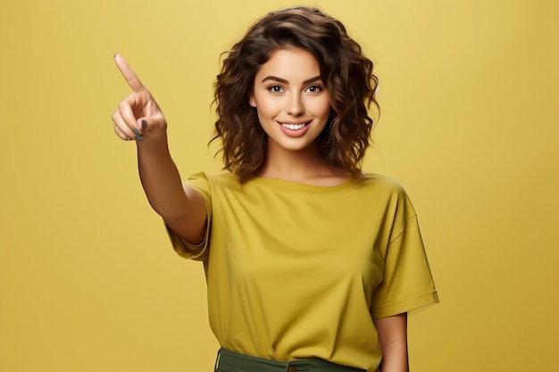 Endearing Picture Joyful Lady Rocking a Yellow Shirt with Gusto Generative AI