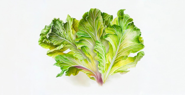 Endive Lettuce. watercolor on white paper background. Illustration of vegetables and greens