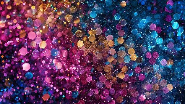 Endless dance of light and color Hexagons in a stunning digital cosmos