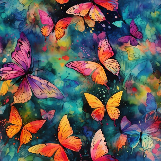 Endless Flutter Seamless Watercolor Symphony of Radiant Butterfly Wings amp Nature's Dance
