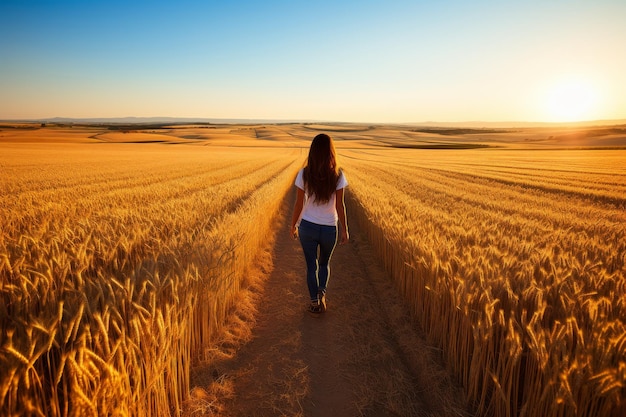 Endless horizon a serene and vibrant field of wheat igniting the essence of springs abundance