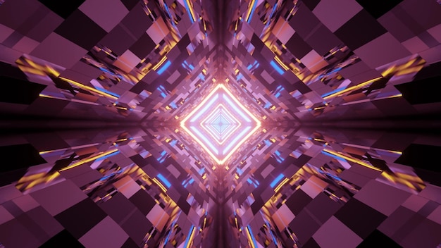 Endless kaleidoscopic tunnel with various colors for wallpaper and background