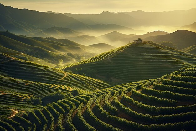 Photo endless rows of vineyards stretching across rolling hills