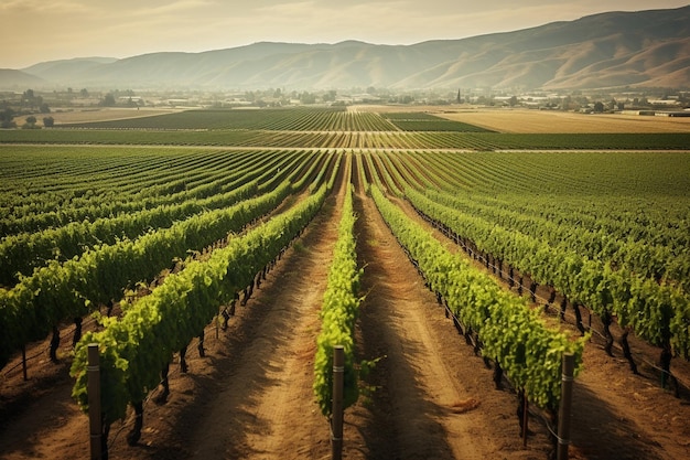 Endless rows of vineyards stretching across rolling hills