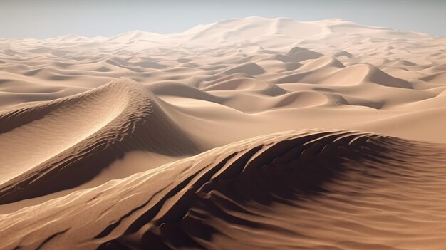 Endless Sands Majestic Mountains and Rolling Dunes in a High Detail 8K Rendered Desert Background