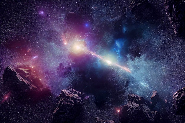 Foto universo infinito con stelle e galassie nello spazio cosmos art cgi