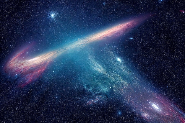 Universo infinito con stelle e galassie nello spazio cosmos art cgi