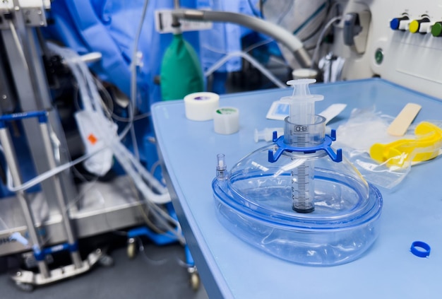 endotracheal tube and ventilation mask symbolizing critical care and lifesaving procedures in a ho