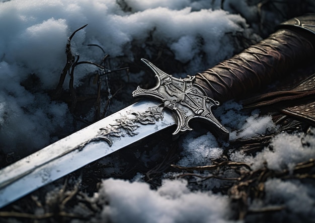 Враги в снегу Роман на обложке с мечом, щитом и стеном