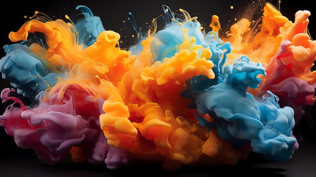 Energetic abstract colorful paint splashes