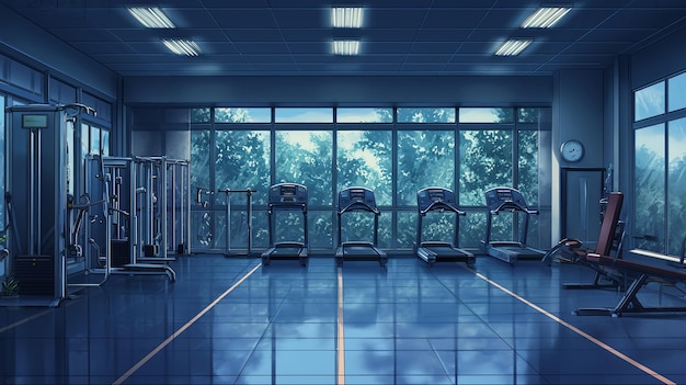 Premium Photo | Energetic anime fitness dark gym background