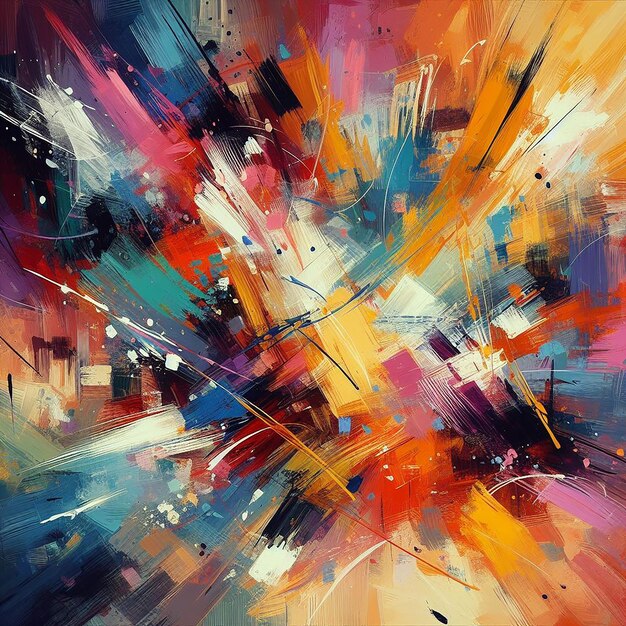 Energetic Brush Strokes Dance Across Diverse Colors in Harmonious Chaos