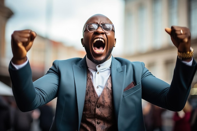 Energetic Christian gospel singer expressing praise to Lord Jesus Christ