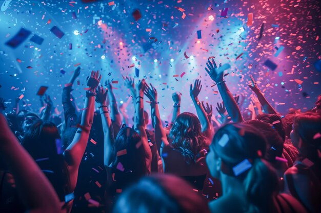 Photo energetic crowd enjoying music at a concert