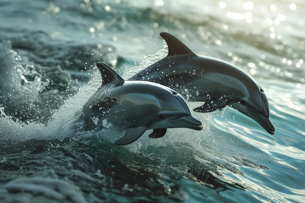 Photo energetic dolphin leaps