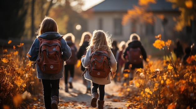 Energetic Elementary Kids on the Run