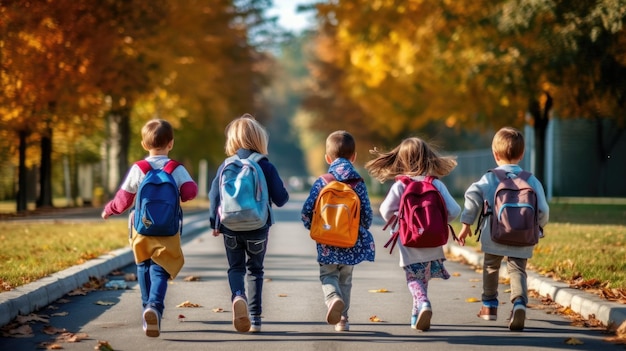 Energetic Elementary Kids on the Run