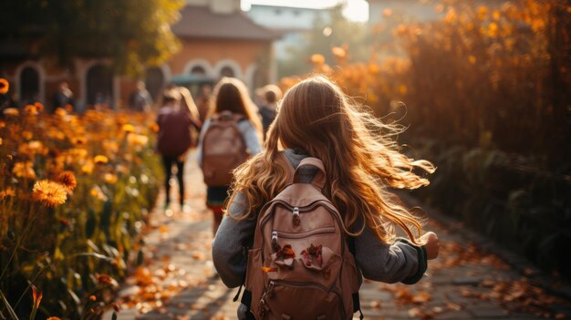 Foto bambini delle elementari energici in fuga