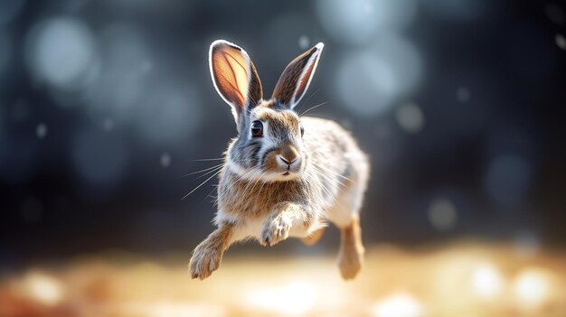 Energetic Jumping Rabbit Smart and Cute