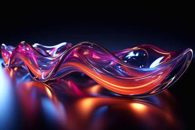 Энергичный световой синтез, абстрактная визуальная гармония с неоновыми волнами, генерирующий искусственный интеллект.