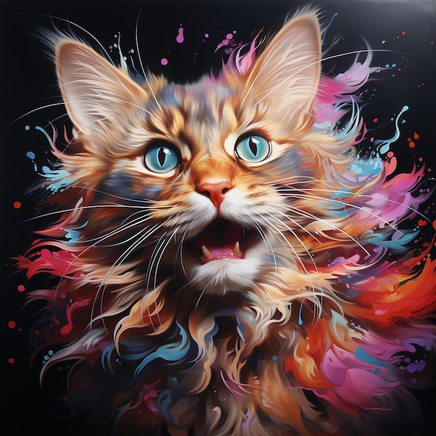 An energetic and majestic cat art generative ai