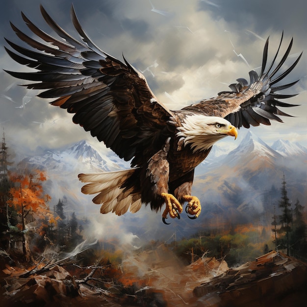 An energetic and majestic eagle art generative ai