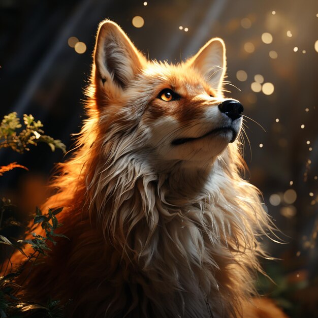 An energetic and majestic fox art generative ai