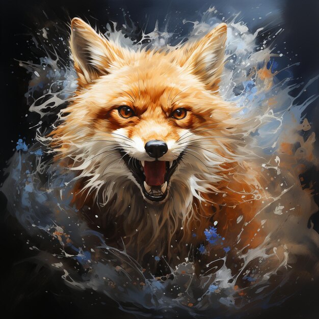 An energetic and majestic fox art generative ai