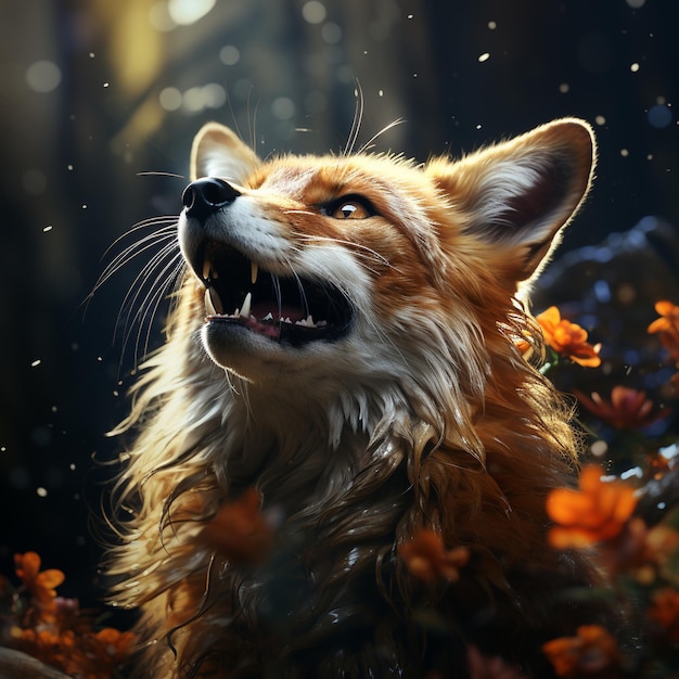 An energetic and majestic fox art generative ai