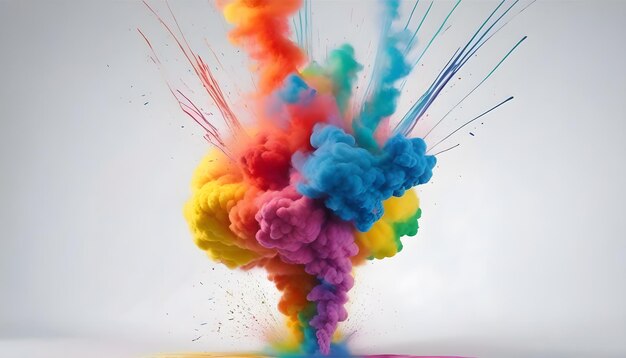 Photo energetic paint explosion in rainbow hues