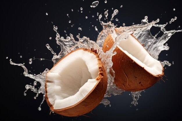 Energetic Splash Almonds and Coconut in a Burst of Purity Generative AI