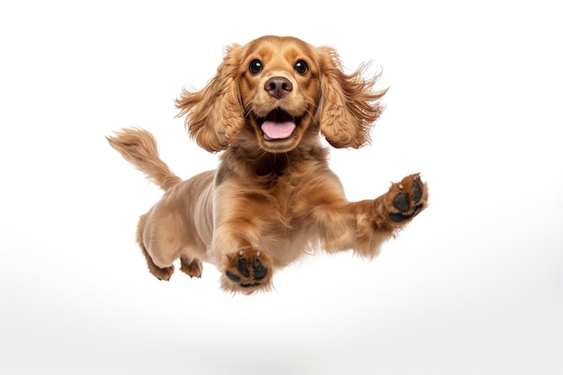 Energetic young English cocker spaniel dog posing happily Cute and playful it appears joyful while p