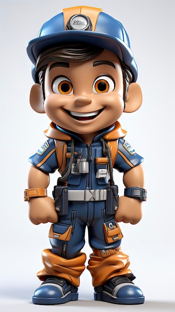 Energetic Young Explorer A Vibrant 3D Character Ready for Adventure in Full Gear with a Beaming Smile