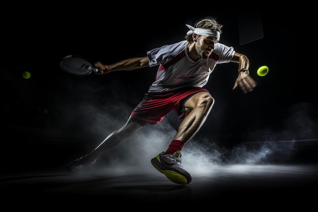 Energetic young players immersed in a squash game