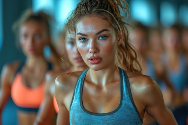 Photo energetic young women in modern gym