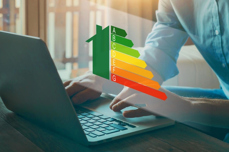 Foto energie-efficiëntie rating concept eco huis ecologische huis renovatie