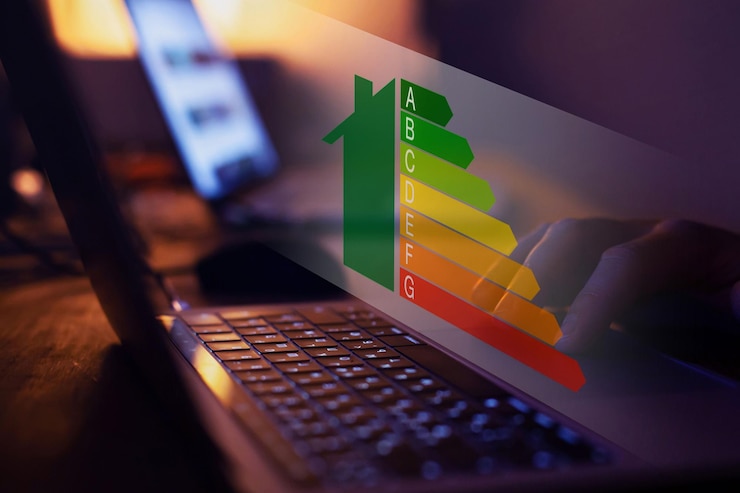 Foto energie-efficiëntie-ratingconcept voor onroerend goed