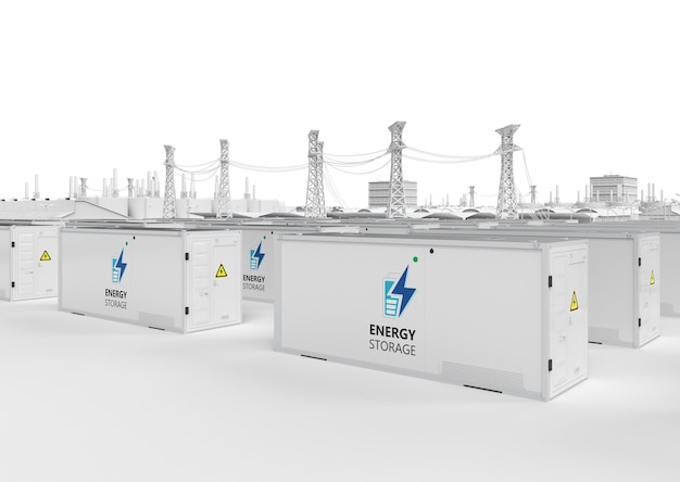 energieopslagsysteem of batterijcontainer met een slim industriepark