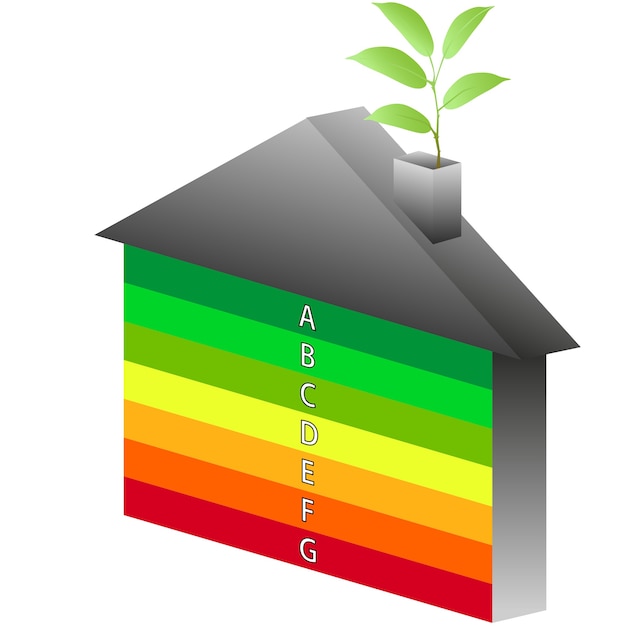 Foto energieprestatieschaal voor gebouwen. energie-efficiëntie