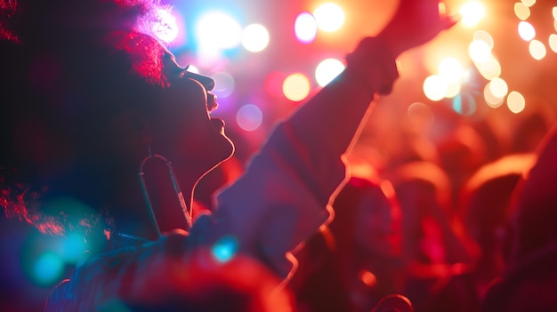 Energische menigte geniet's nachts van een live concert