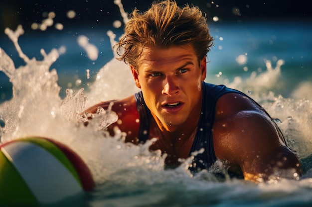 Foto energische waterpolo-atleet toont opmerkelijke behendigheid