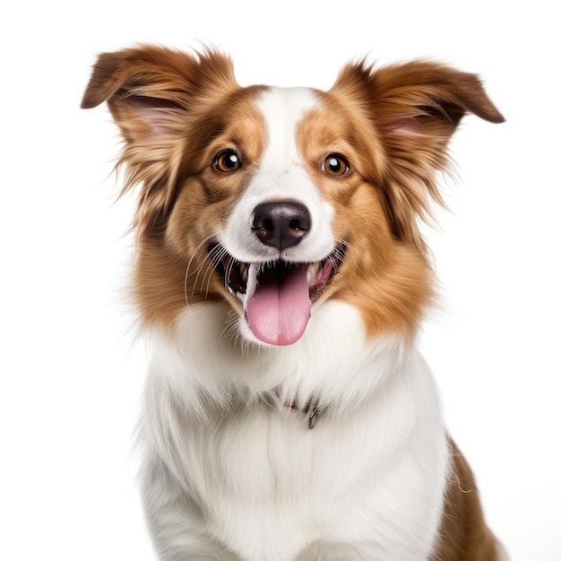 Energized Border Collie Cuteness Beaming with Happiness Isolated on White Background