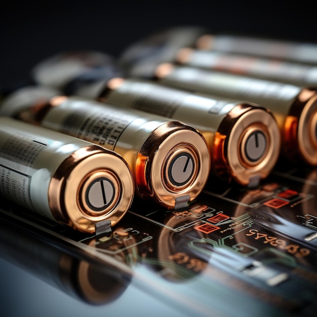 Photo energy abstract background made of batteries