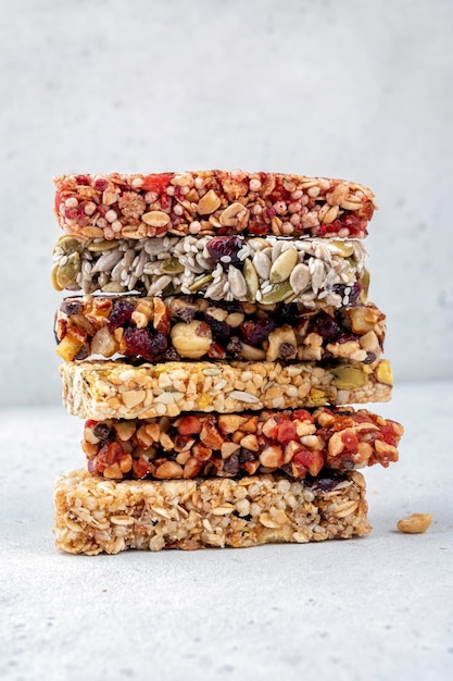 Energy bars snack for healthy still life