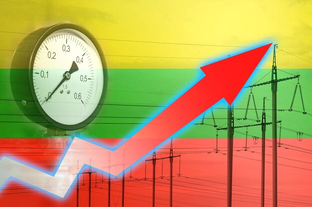 Энергетический кризис График на фоне флага Литвы Концепция глобального энергетического кризиса